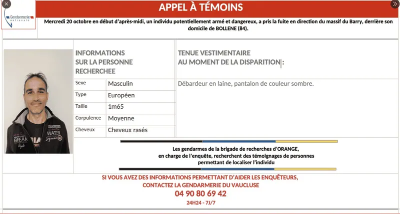 Vaucluse : un individu "dangereux et armé" activement recherché