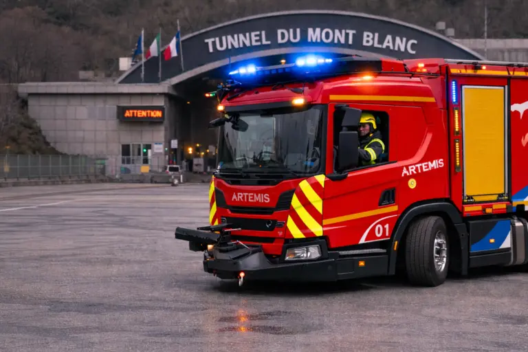 Tunnel du Mont-Blanc : Art&Atilde;&copy;mis, le nouveau camion incendie surpuissant d&Atilde;&copy;voil&Atilde;&copy;